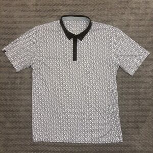 Swannies Polo Shirt Mens XL White All Over Swans Performance Stretch Golf